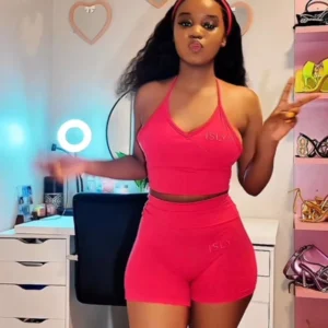 Pink-soft two-piece short set